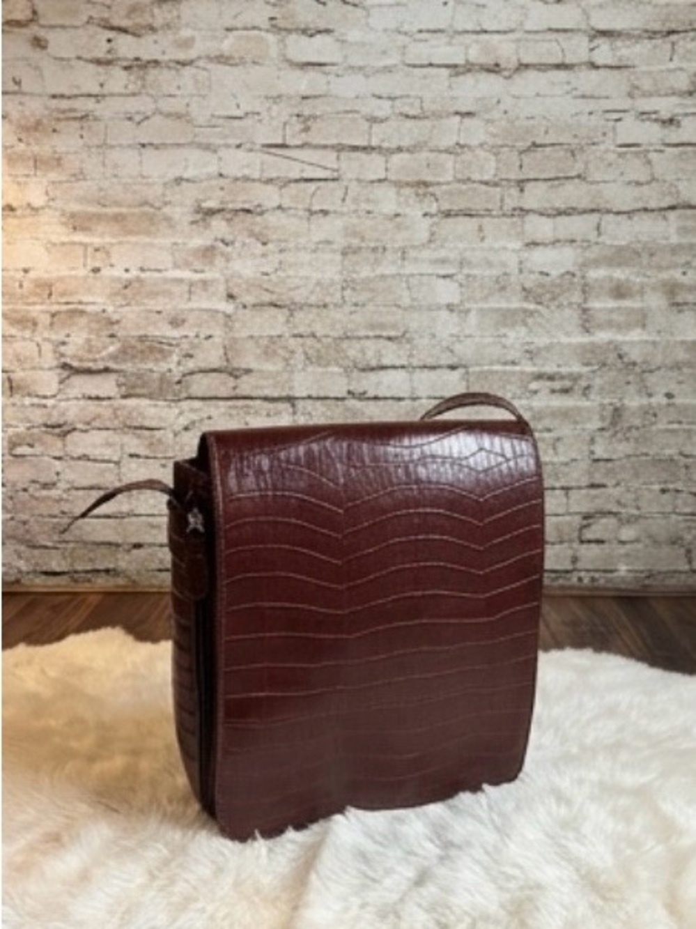 Marlo Croc-Embossed Crossbody Bag in Deep Brown - Picture 3 of 9